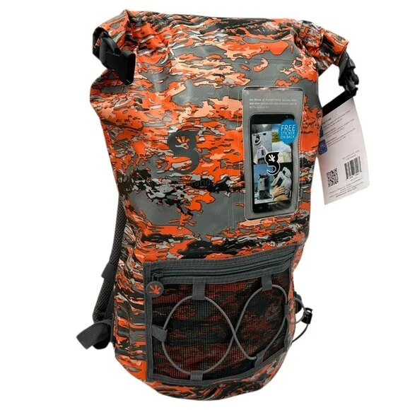 GECOBRANDS Hydroner 20L Camo Dry Bag Waterproof Backpack Orange-Gray Roll Top Backpacks